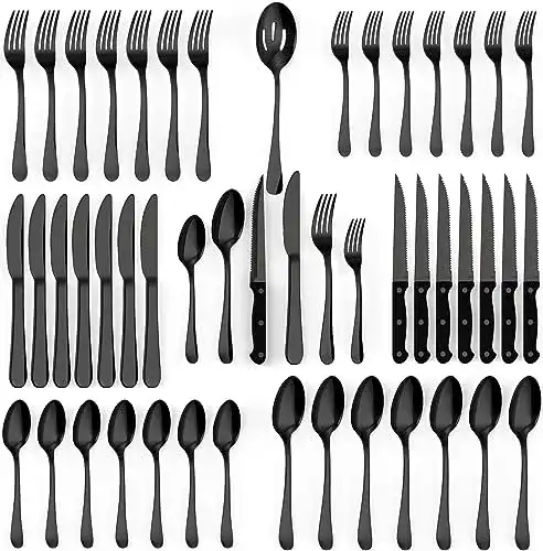 Schwarzes Besteckset Tribal Cooking 30-teilig aus Edelstahl