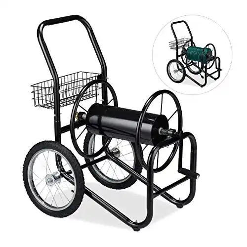 Schlauchwagen Relaxdays für bis zu 90 m Schlauch mit 2 Rädern und Klickkupplung