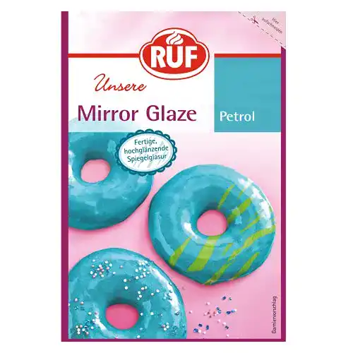 Kuchenglasur RUF Mirror Glaze Petrol, gebrauchsfertig im Beutel