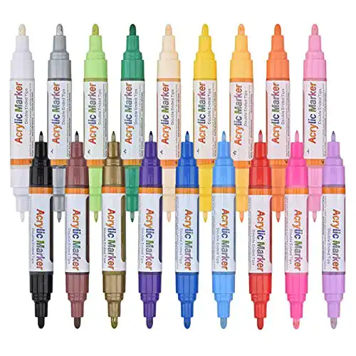 Acrylstifte Doppelspitze Set mit 18 Farben für kreative Projekte