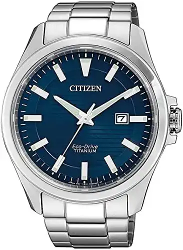 Citizen Herren Analog Eco-Drive Uhr mit Titan Armband BM7470-84L