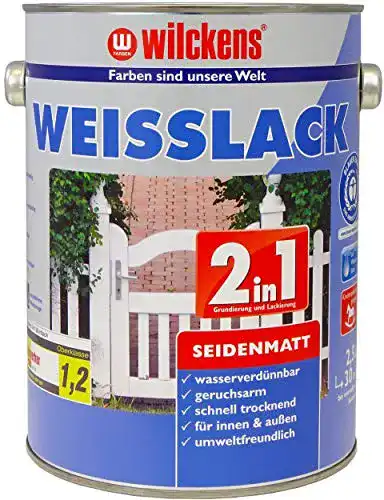 Wilckens Weißlack 2in1 seidenmatt, 2,5 l für Innen und Außen