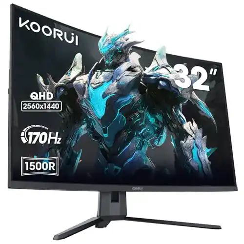 32 Zoll Gaming Monitor KOORUI Curved Ultrawide mit 170Hz und 1ms