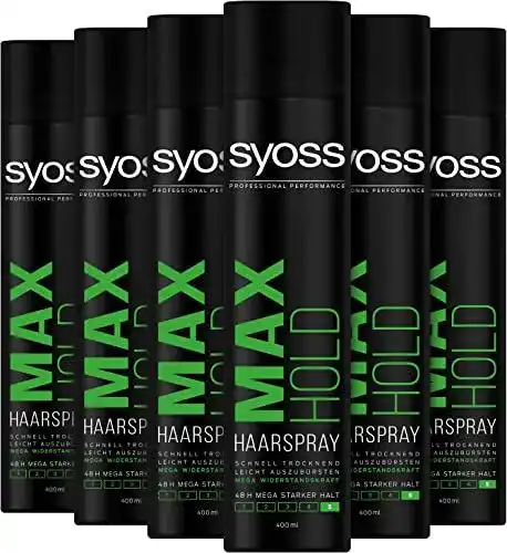 Syoss Haarspray Max Hold 6er Pack (6x 400ml) mit starkem Halt