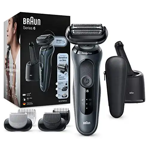 Braun Series 6cc 3-Tage-Bart-Rasierer für Herren mit Reinigungsstation