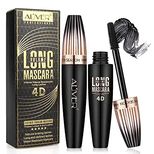 4D Seidenfaser Mascara wasserfest in Schwarz für voluminöse Wimpern