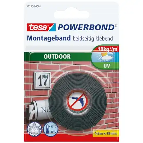 Tesa Powerbond Outdoor – Doppelseitiges Montageband für den Außenbereich