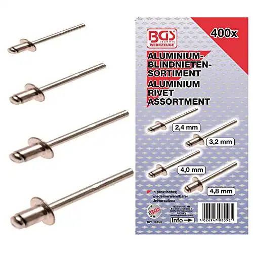 Blindnieten BGS 8058 Sortiment, Aluminium, 400 Teile