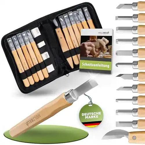 Schnitzwerkzeug Set Holzheld 16-teilig mit Anleitung