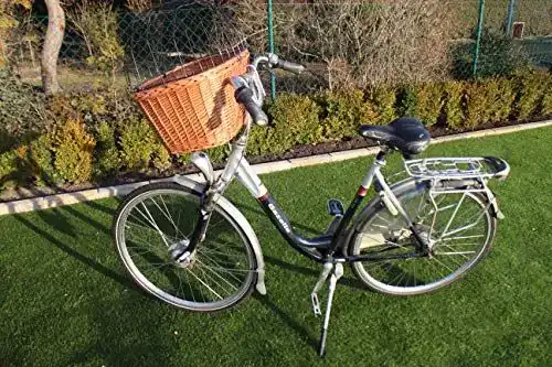 Hundefahrradkorb vorne von Marcus Weidenhandel mit Metallgitter und Kissen