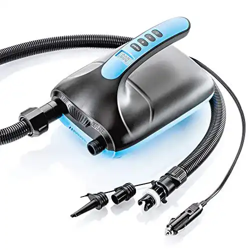 Elektrische SUP-Pumpe von imtech mit 3 verschiedenen Adaptern