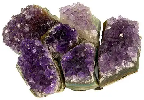 Amethyst Drusenstück Set mit 6 Kristallen aus Uruguay und Brasilien