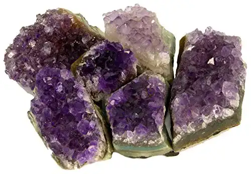 Amethyst Drusenstück Set mit 6 Kristallen aus Uruguay und Brasilien