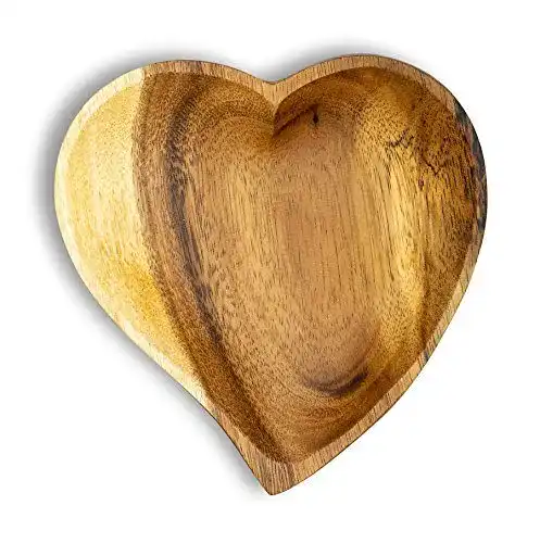 Holzschale Levandeo Akazie 15 cm im Herz Design