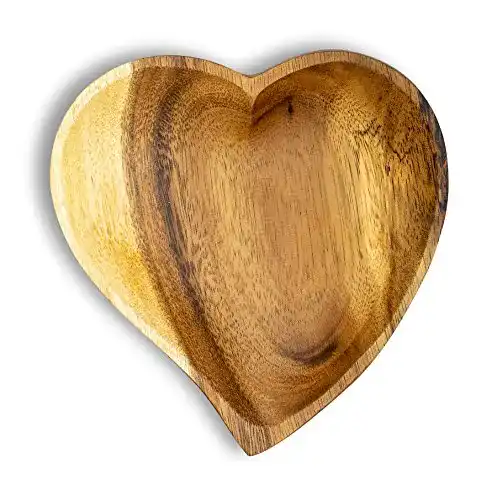Holzschale Levandeo Akazie 15 cm im Herz Design