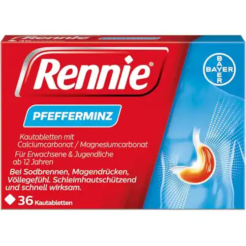 Rennie Pfefferminz Tabletten zur Linderung von Sodbrennen
