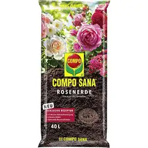 Compo Sana Rosenerde mit 12 Wochen Dünger für Beet- und Topfrosen