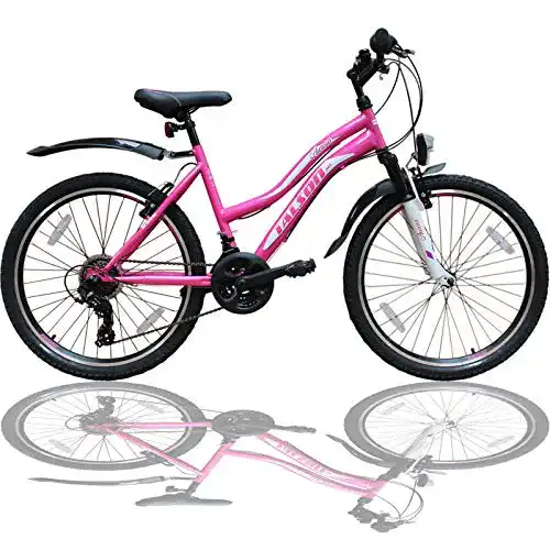 Talson 26 Zoll Mountainbike für Mädchen mit Gabelfederung und 21-Gang Schaltung
