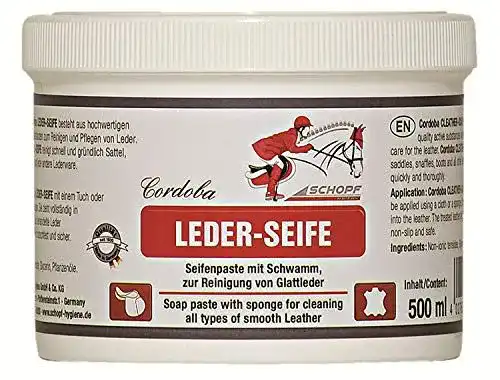 Lederseife Schopf 301166 zur Reinigung von Zaumzeug und Sätteln, 500 ml