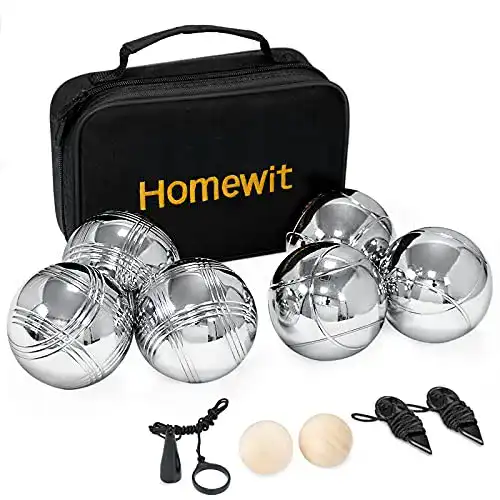 Boule Set mit 6 Kugeln, 2 Holzkugeln und Abstandsmessern
