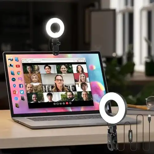 Mojimdo LED Ringlicht für Laptop und Handy – Selfie Licht mit Farbtemperaturen