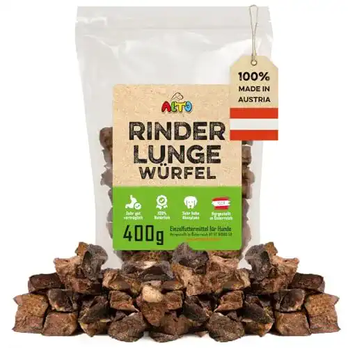 Rinderlunge Alto Trainingsleckerli für Hunde – getrocknete Würfel 400g