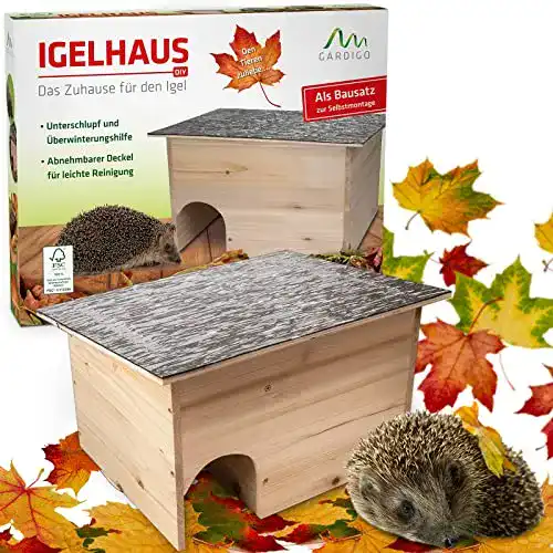 Igelhaus aus Holz von Gardigo mit wetterfestem Dach