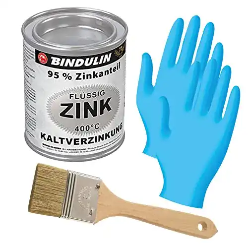 Zinkfarbe Bindulin Flüssig-Zink 250 ml Dose in Silber mit Pinsel