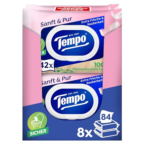 Tempo Feuchte Toilettentücher Sanft und Pur – Megapack mit 16 Packungen