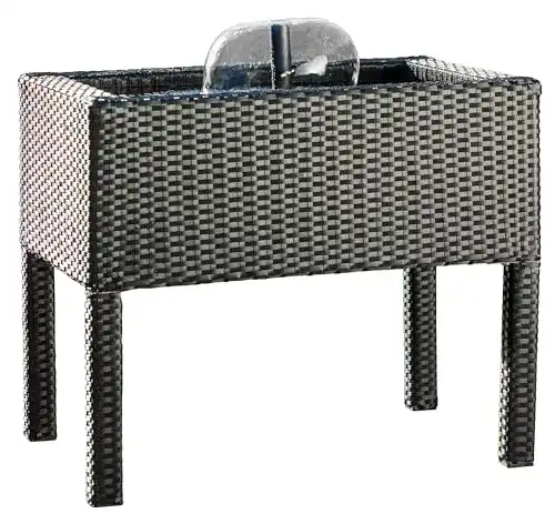 Heissner Hochteich Rattan Terrassenteich in Schwarz, Einheitsgröße