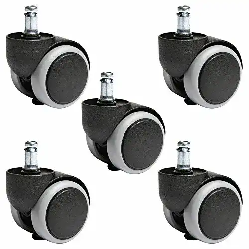 Bürostuhlrollen Topstar für Hartböden, Set mit 5 Rollen, 10mm Stiftgröße
