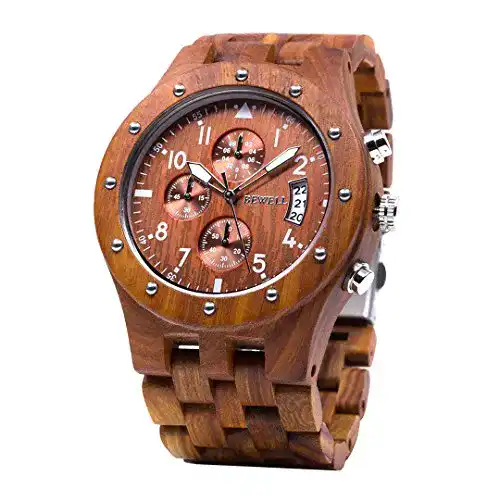 Holzuhren von Bewell Herrenuhr Chronograph aus Zebraholz