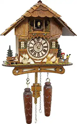 Kuckucksuhr Schwarzwald Palast mit Quarz-Uhrwerk und Musik