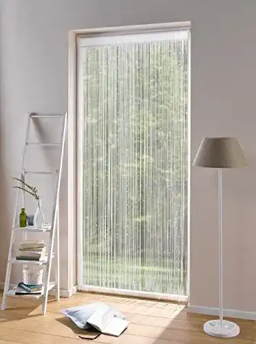 Fadenvorhang mit weißen Perlen 90×220 cm für Insektenschutz und Raumgestaltung