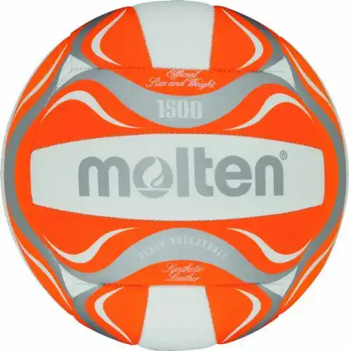 Beachvolleyball Molten BV1500-OR in Weiß, Orange und Silber, Größe 5