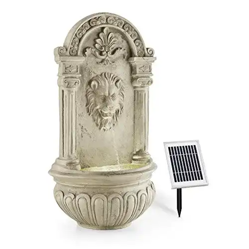 Blumfeldt Löwenstein Gartenbrunnen mit LED-Beleuchtung und Solarpanel