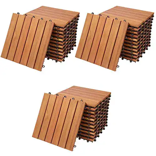 Holzfliesen für Balkon und Terrasse aus Eukalyptusholz, FSC-zertifiziert