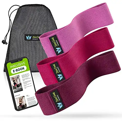 Booty-Band ZenOne Sports Fitnessbänder aus Stoff, 3er Set für Training