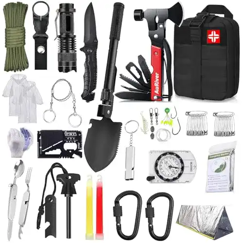 Auriver Survival Kit 163 in 1 für Notfälle und Outdoor-Aktivitäten