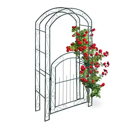 Rosenbogen mit Tür für Kletterpflanzen – Garten Rankhilfe von Relaxdays