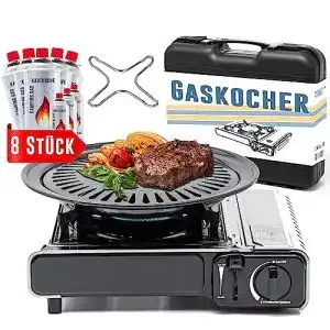 Schickling Gasgrill TruWare Campingkocher mit Grillaufsatz und Zubehör
