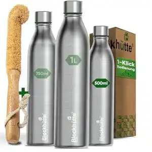 Trinkflasche Edelstahl Blockhütte Wasserflasche Edelstahl 500ml