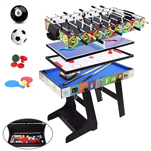 Multifunktionsspieltisch Oye 4-in-1, klappbar für Tischtennis, Fußball und mehr