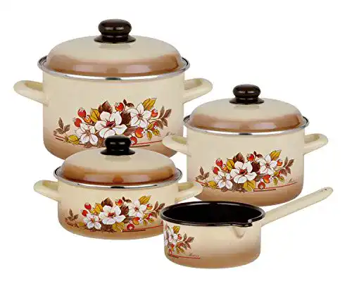 GSW Töpfe Madeira 4-teiliges Emaille Topf-Set in Beige