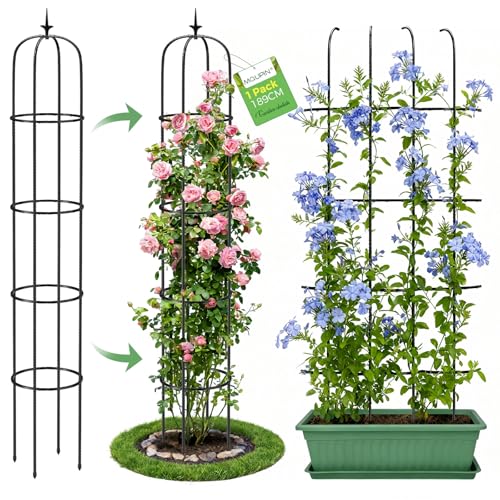 Rosenobelisk Mqupin Rankhilfe für Garten, 187 cm Metallkern Obelisk