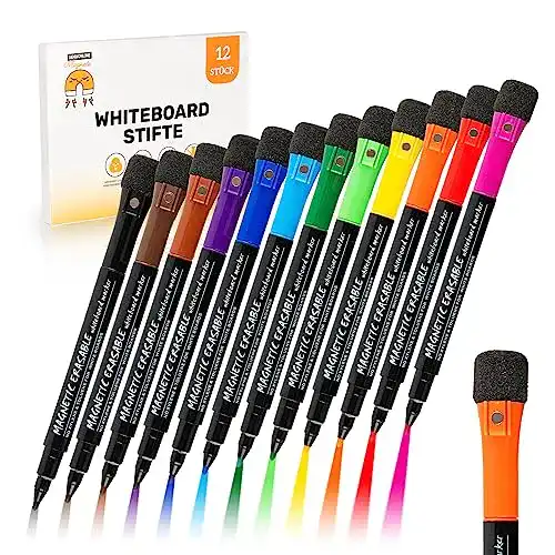 Whiteboard Marker JAWAonline, 12 Stück abwischbare Stifte