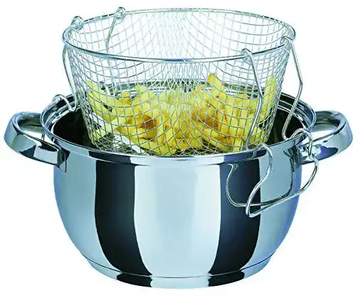 Frittiertopf GSW 488204 mit Einsatz und Glasdeckel 22 cm