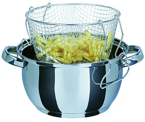 Frittiertopf GSW 488204 mit Einsatz und Glasdeckel 22 cm