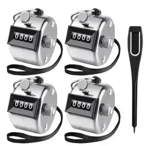 Flintronic Handzähler, 4 Stück Metall Zähler, manuell, mechanisch