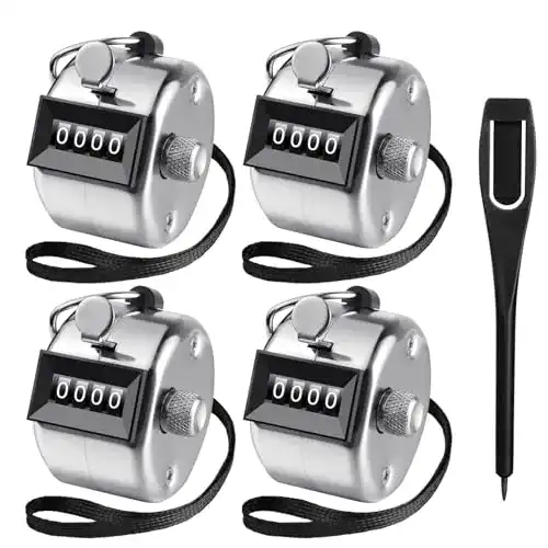 Flintronic Handzähler, 4 Stück Metall Zähler, manuell, mechanisch